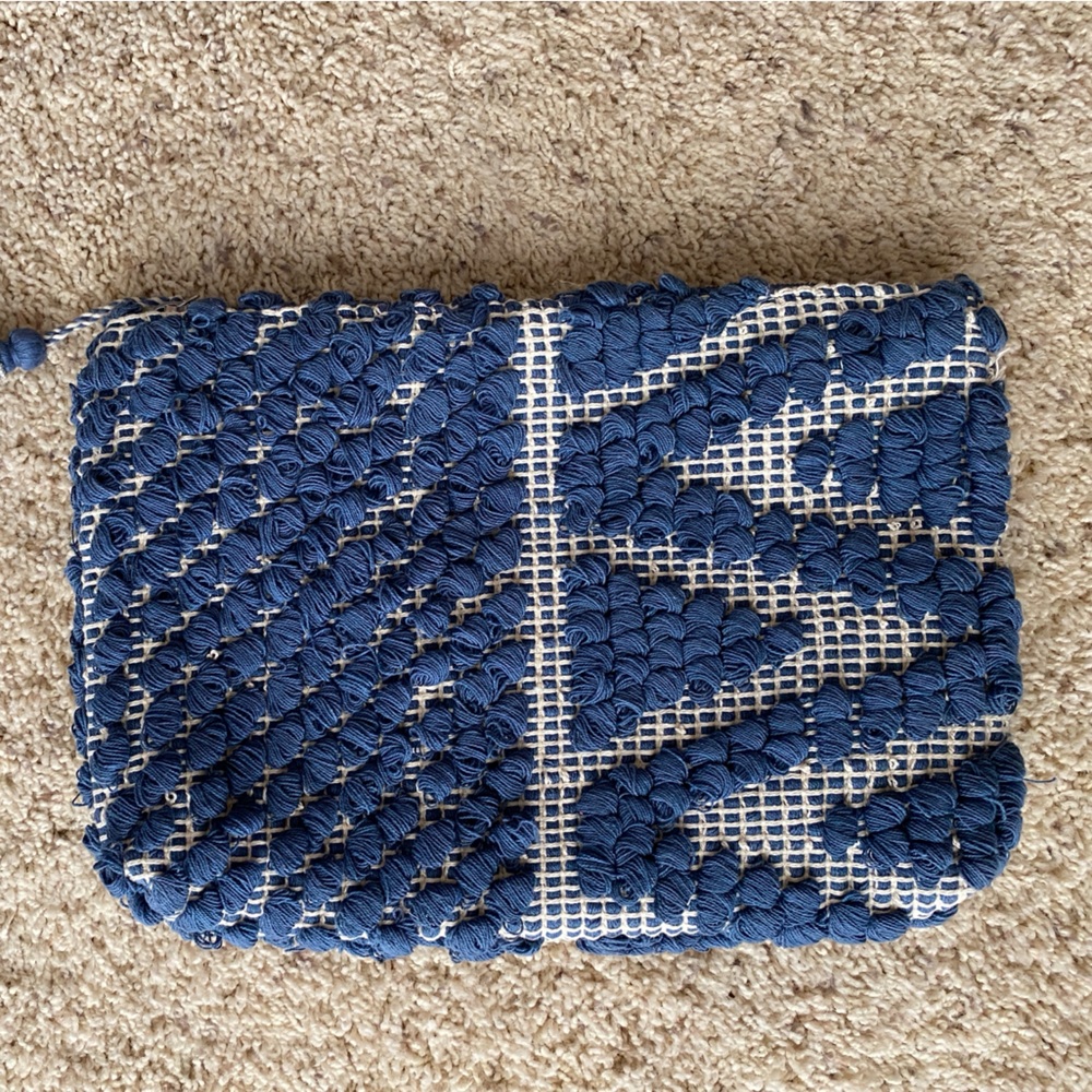 Blue and White Embroidered Clutch